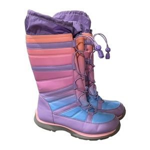 Big Kids Size 5 Lands’ End Winter Boots - Insulated, Like-New, Pink, Purple